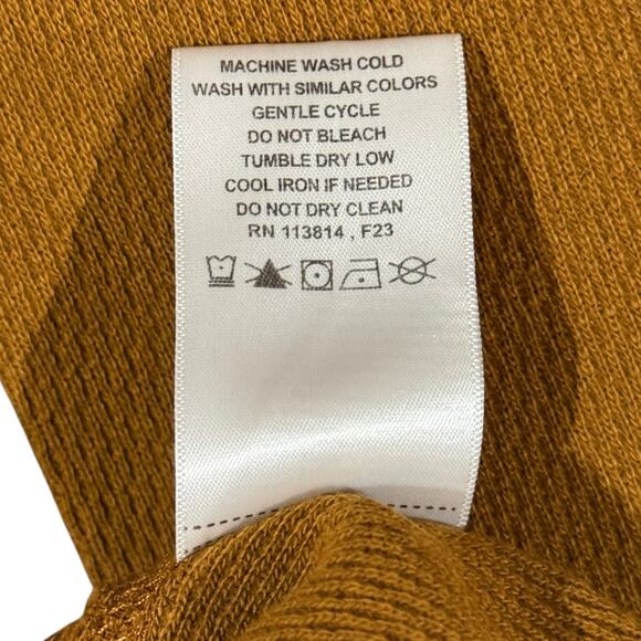 Billy Reid Men's XL Thermal Crewneck Henley Sweater Golden Brown Organic Cotton - Picture 8 of 9